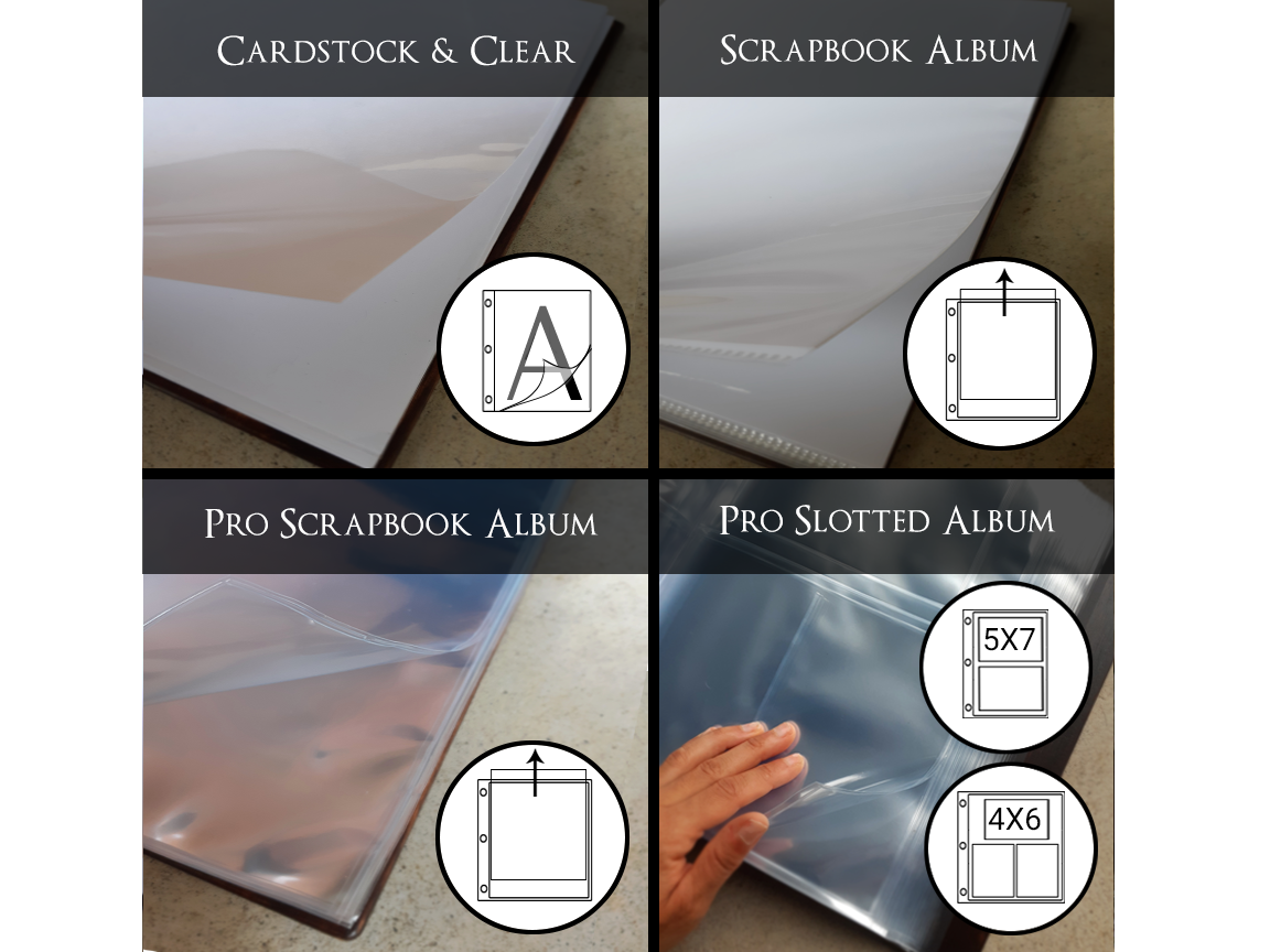 Album Page Options | Portrait Wooden Book - Rustic Engravings Photo Album Fifth Wedding Anniversary Gift