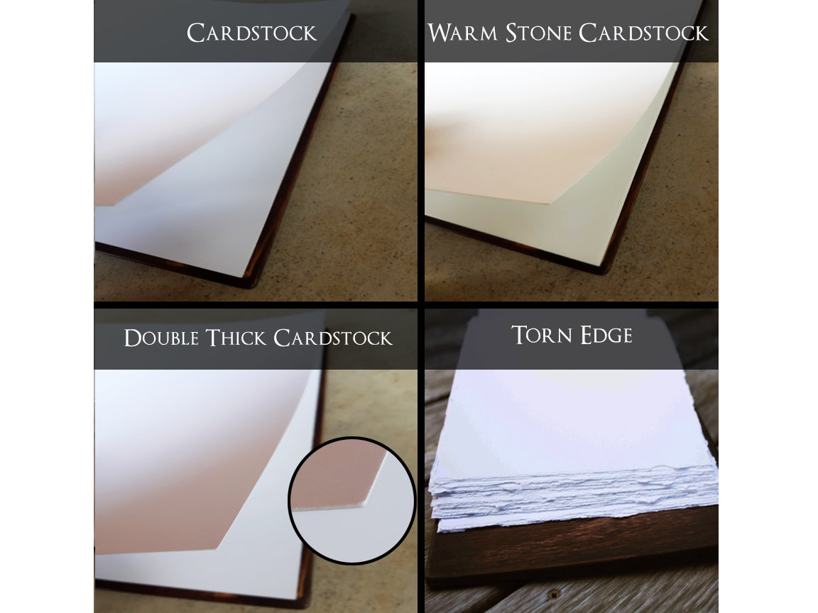 Limited Edition river table style wood cover books cardstock page options