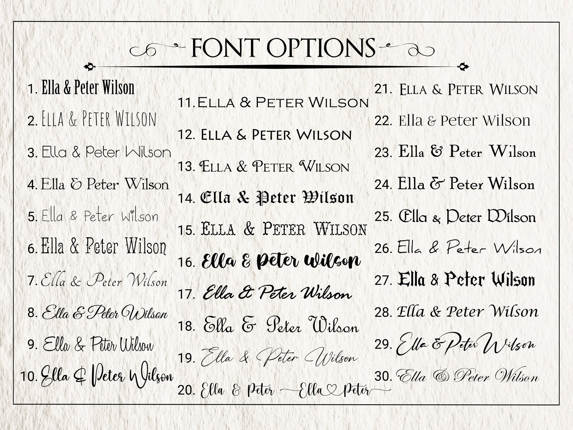 Personalized book font options | Discover the perfect gift for any occasion with Rustic Engravings. From personalized photo albums to stunning artist portfolios, our handcrafted and unique products make for meaningful and memorable gifts that will be cher