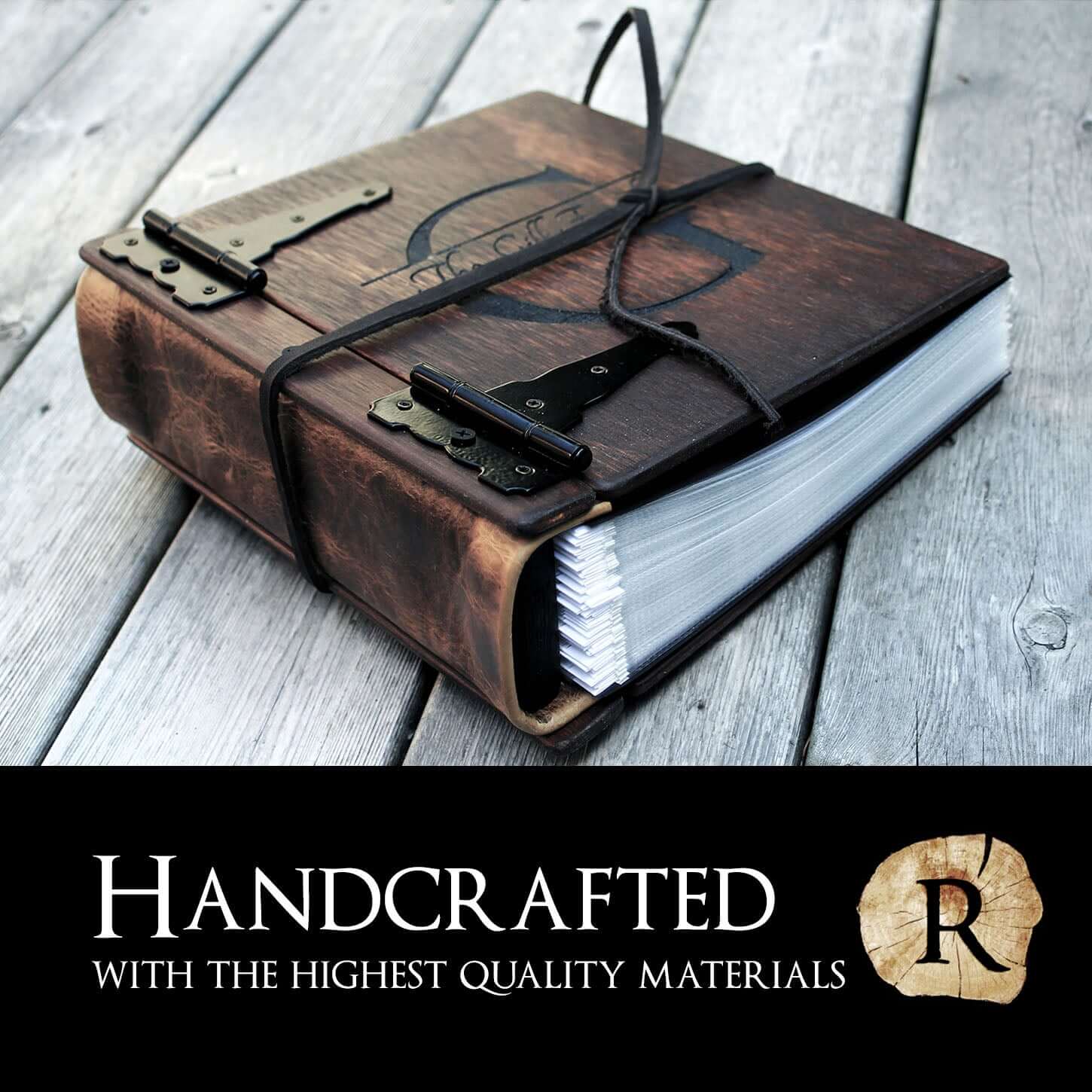 Rustic Engravings handcrafted wedding guest book made with high-quality materials.