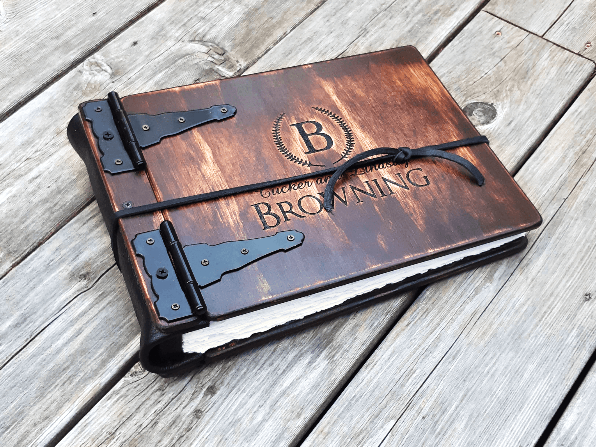 12x12 Leather Scrapbook Album Rustic Personalized Family 