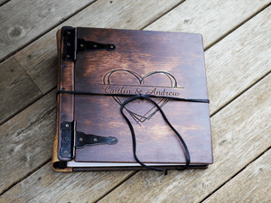 Handmade Wooden Wedding Photo Album | Capture the magic of your big day with our custom-made wooden photo album by Rustic Engravings. Elegant, timeless, and the ultimate gift for any newlywed couple.