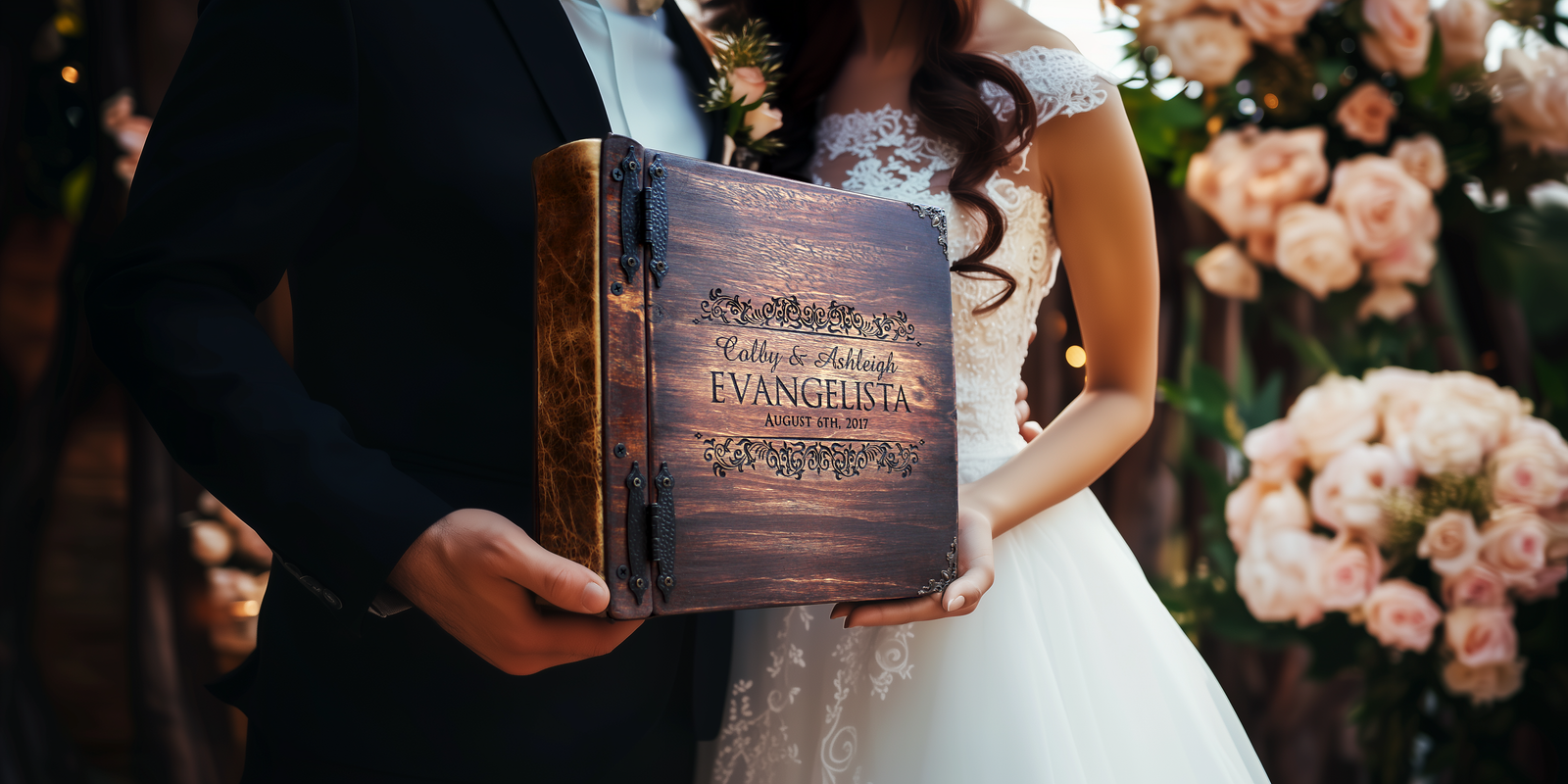 Fifth Anniversary Gift | Romantic personalized photo book for your fifth wedding anniversary, with rustic charm and laser-engraved details