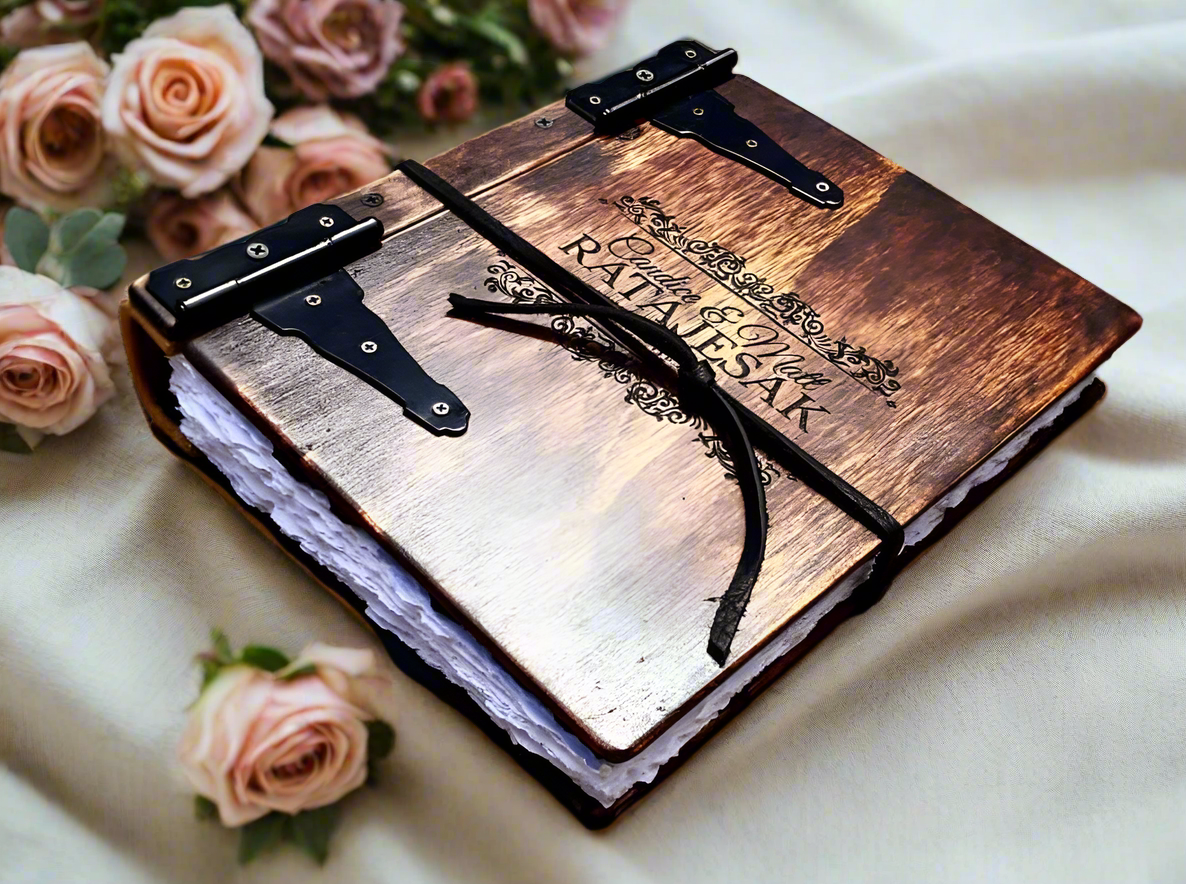 Preserve Your Wedding Memories in Style | Our personalized wedding photo albums by Rustic Engravings are the perfect way to showcase your special day. The ideal gift for any newlywed couple who wants to cherish their memories for a lifetime.