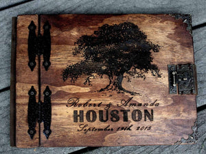 Landscape Wooden Book - Rustic Engravings Photo Album Fifth Wedding Anniversary Gift