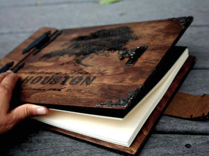 Landscape Wooden Book - Rustic Engravings Photo Album Fifth Wedding Anniversary Gift